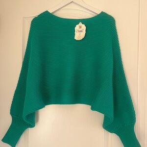 Altar'd State Emerald Off-the-Shoulder Ribbed Sweater